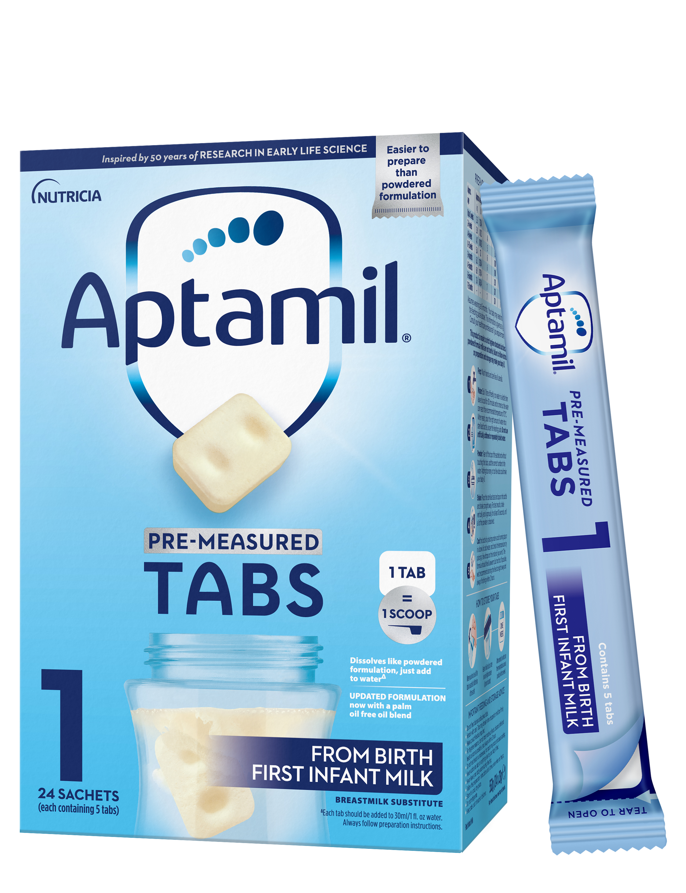Nutricia Aptamil Pre-Measured Baby Milk Formula Tabs, Stage 2, 6 to  12months (24 Sachets - 576gms)